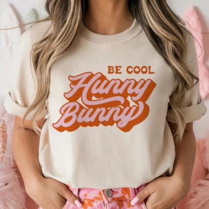 Online Exclusive | Be Cool Hunny Bunny Graphic Tee in Cream Lightweight Comfort Wear Sporty Top