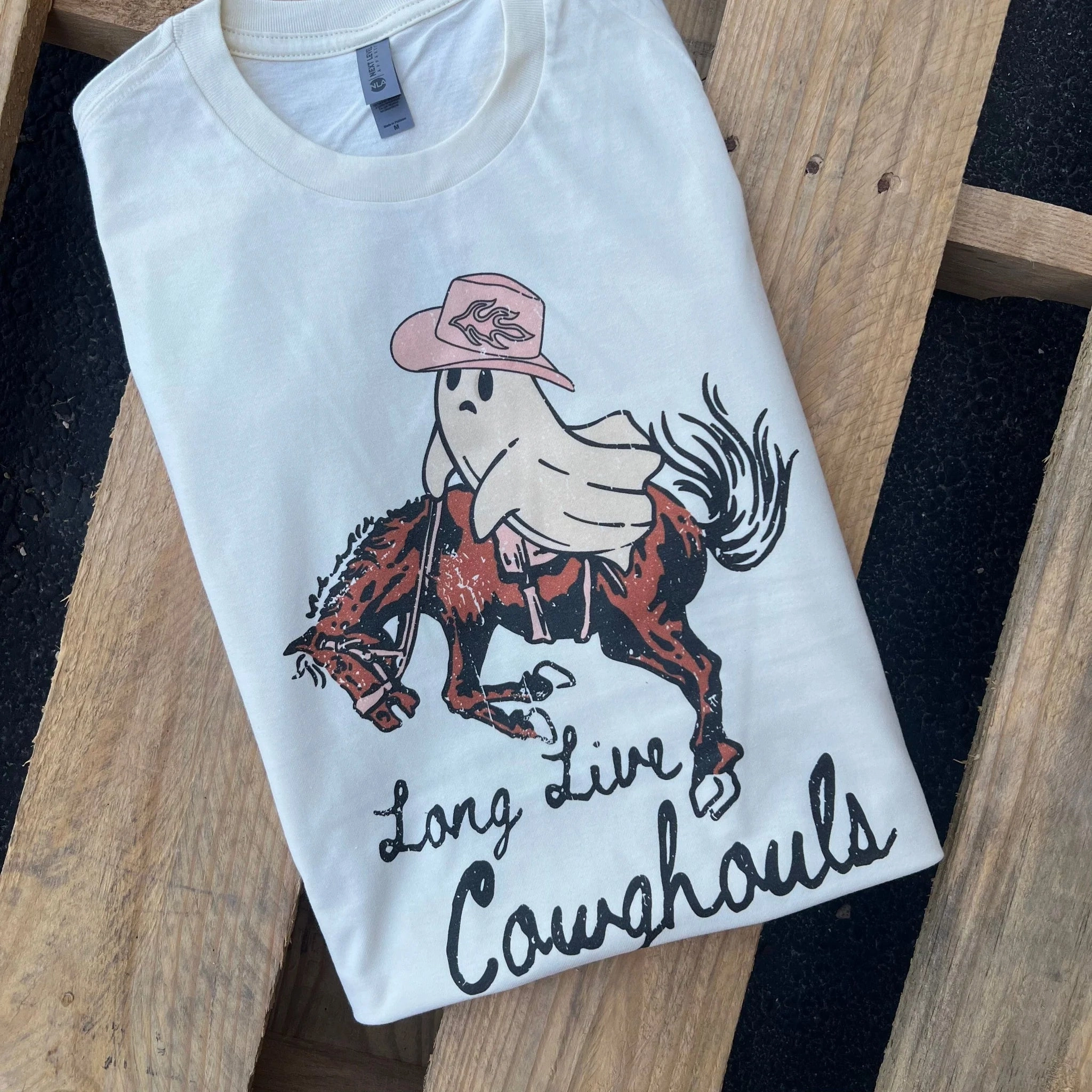 Online Exclusive | Bucking Horse Ghost Long Live Cowghouls Short Sleeve Graphic Tee in Cream easygoing look