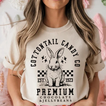 LightweightBlend Award-winning Online Exclusive | Cottontail Candy Co. Graphic Tee in Cream
