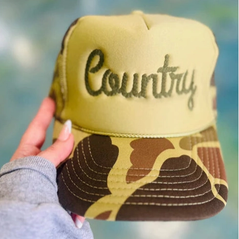 Online Exclusive | Country Rope Embroidered Trucker Cap in Camouflage Comfy Wardrobe SlimFitDesign