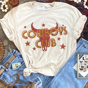 EcoFriendlyDye Run Glow Online Exclusive | Cowboys Club Short Sleeve Graphic Tee in Cream