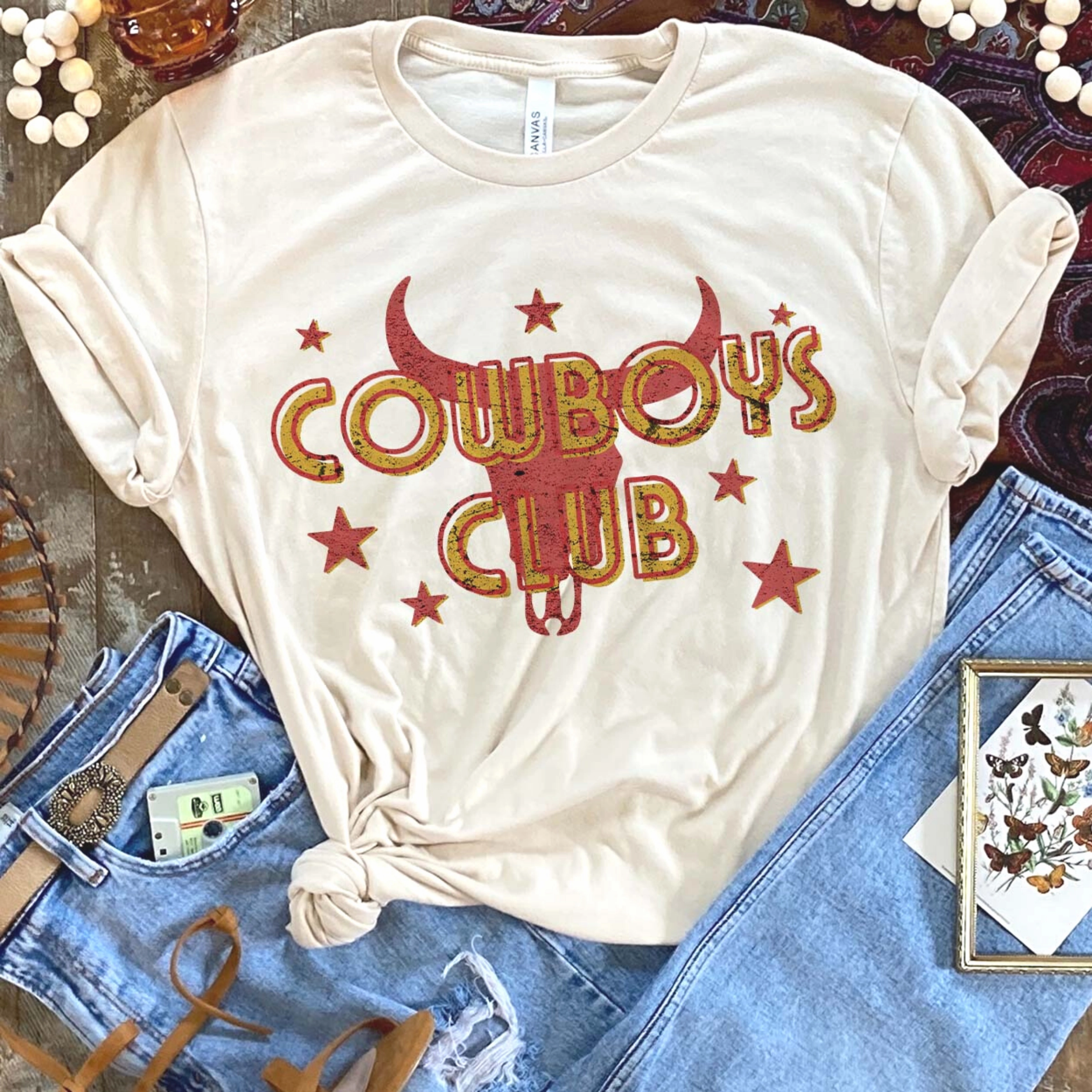 AbrasionResistantFabric Cool Sweater Online Exclusive | Cowboys Club Short Sleeve Graphic Tee in Cream