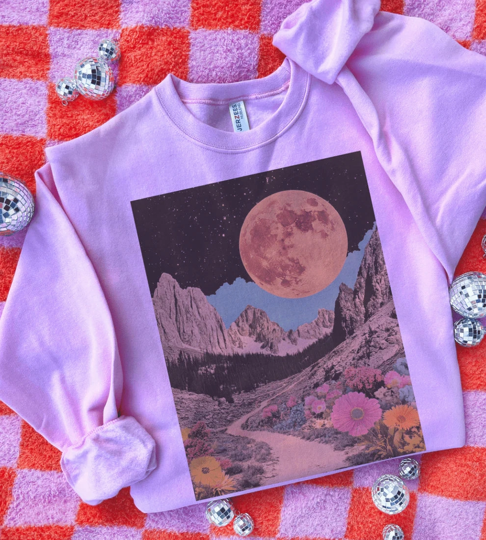 Online Exclusive | Disco Pop Summer Moon Graphic - Tee & Sweatshirt Option Simple and Relaxed
