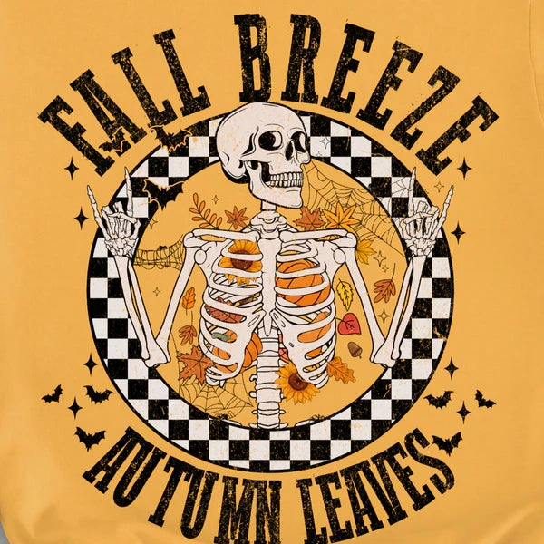 Online Exclusive | Fall Breeze Skeleton Graphic on Short Sleeve Tee in Mustard Yellow Timeless Piece