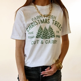 DoubleLayeredEdging Strong Edge Online Exclusive | Farm Fresh Christmas Trees Graphic Tee in Cream