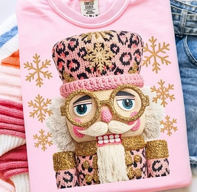 AllSeasonWear Urban Look Online Exclusive | Faux Yarn Leopard Nutcracker Graphic Tee in Multiple Shirt Options in Light Pink