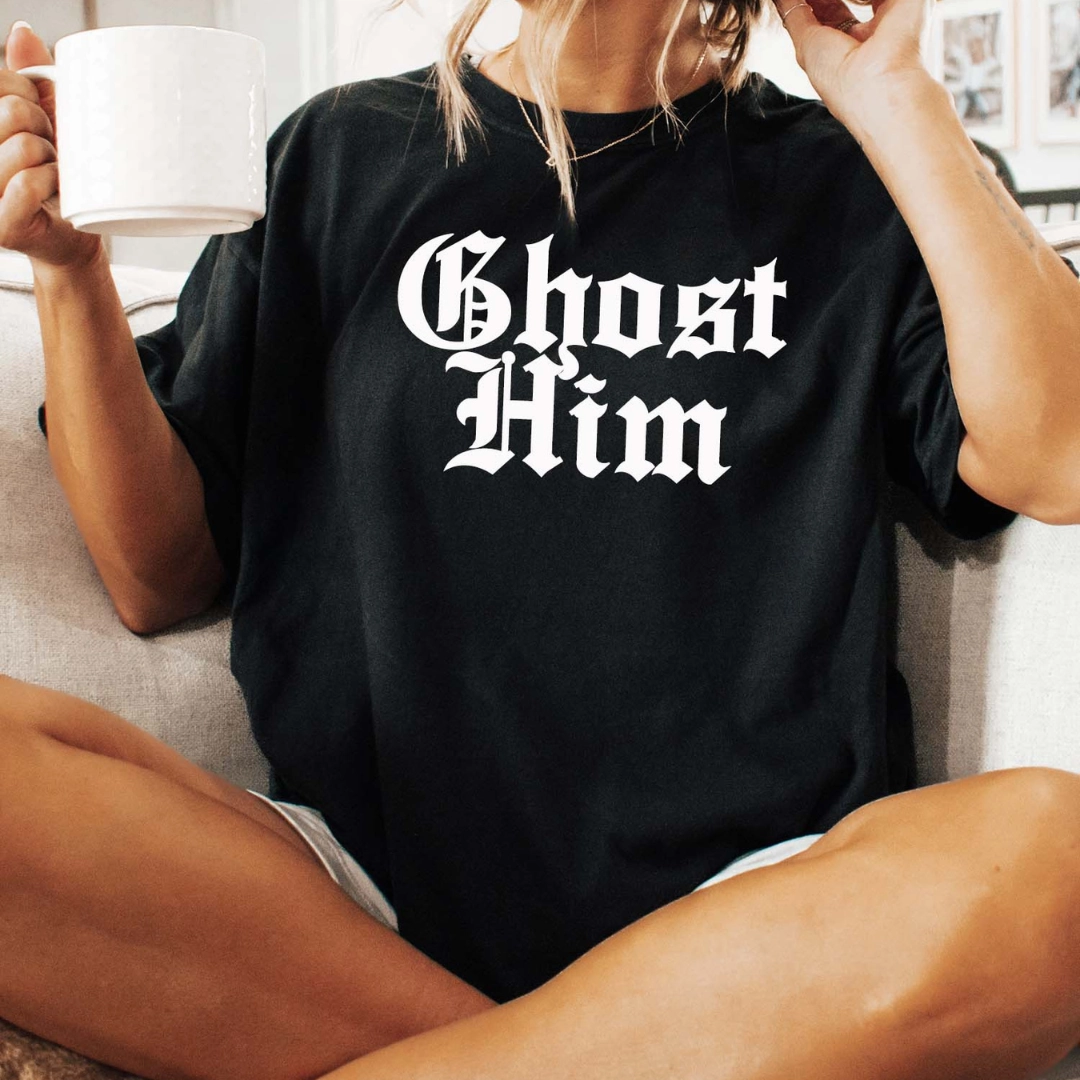 Soft Fit Wear Eco Friendly Dye Online Exclusive | Ghost Him Graphic Tee in Black