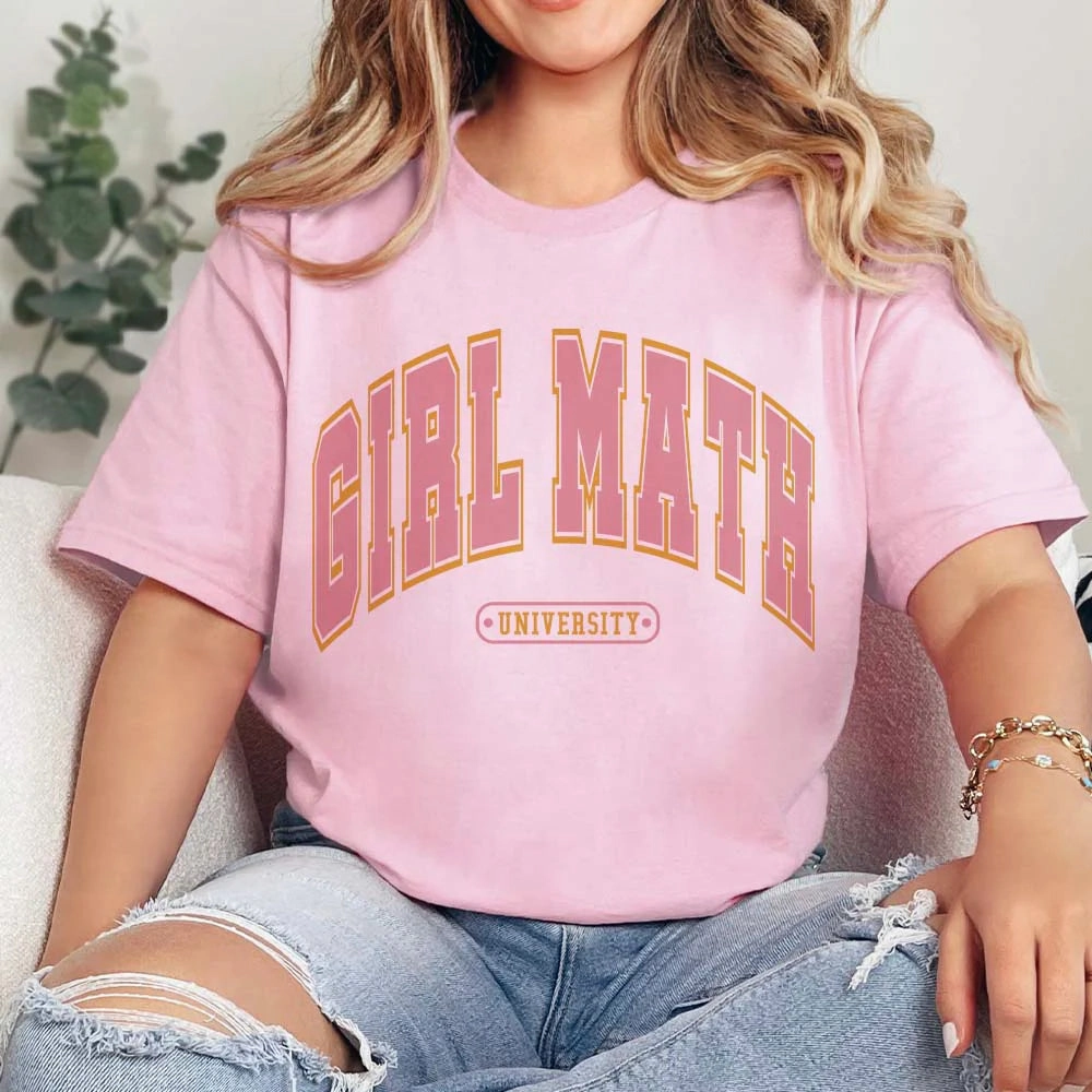 Online Exclusive | Girl Math University Short Sleeve Graphic Tee in Pink Eco Friendly Material Eco Friendly Production
