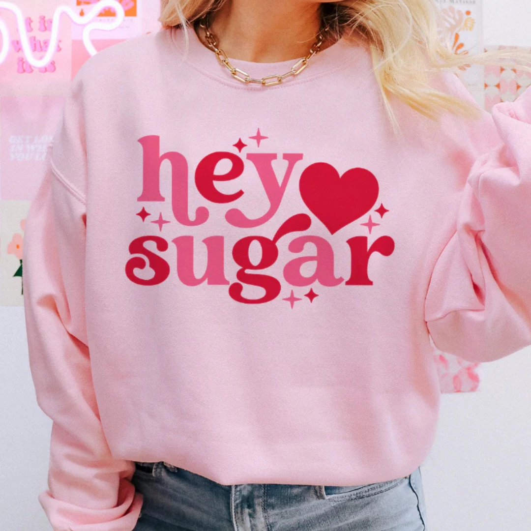 Pocket Design Online Exclusive | Hey Sugar Heart Graphic Sweatshirt in Pink