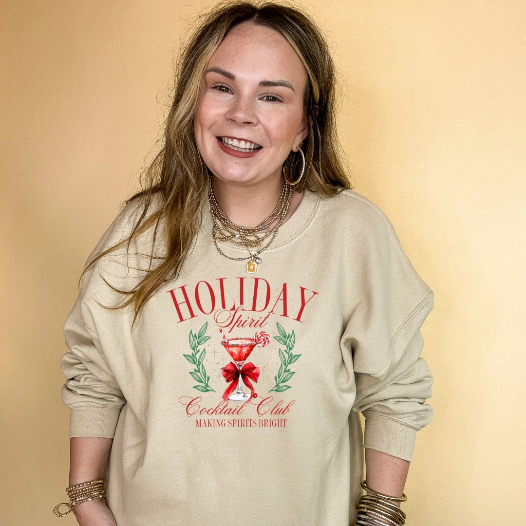 Online Exclusive | Holiday Spirit Cocktail Club Peppermint Martini Graphic Sweatshirt in Multiple Color Options Urban Casual Look