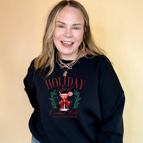 Online Exclusive | Holiday Spirit Cocktail Club Peppermint Martini Graphic Sweatshirt in Multiple Color Options easy to pair
