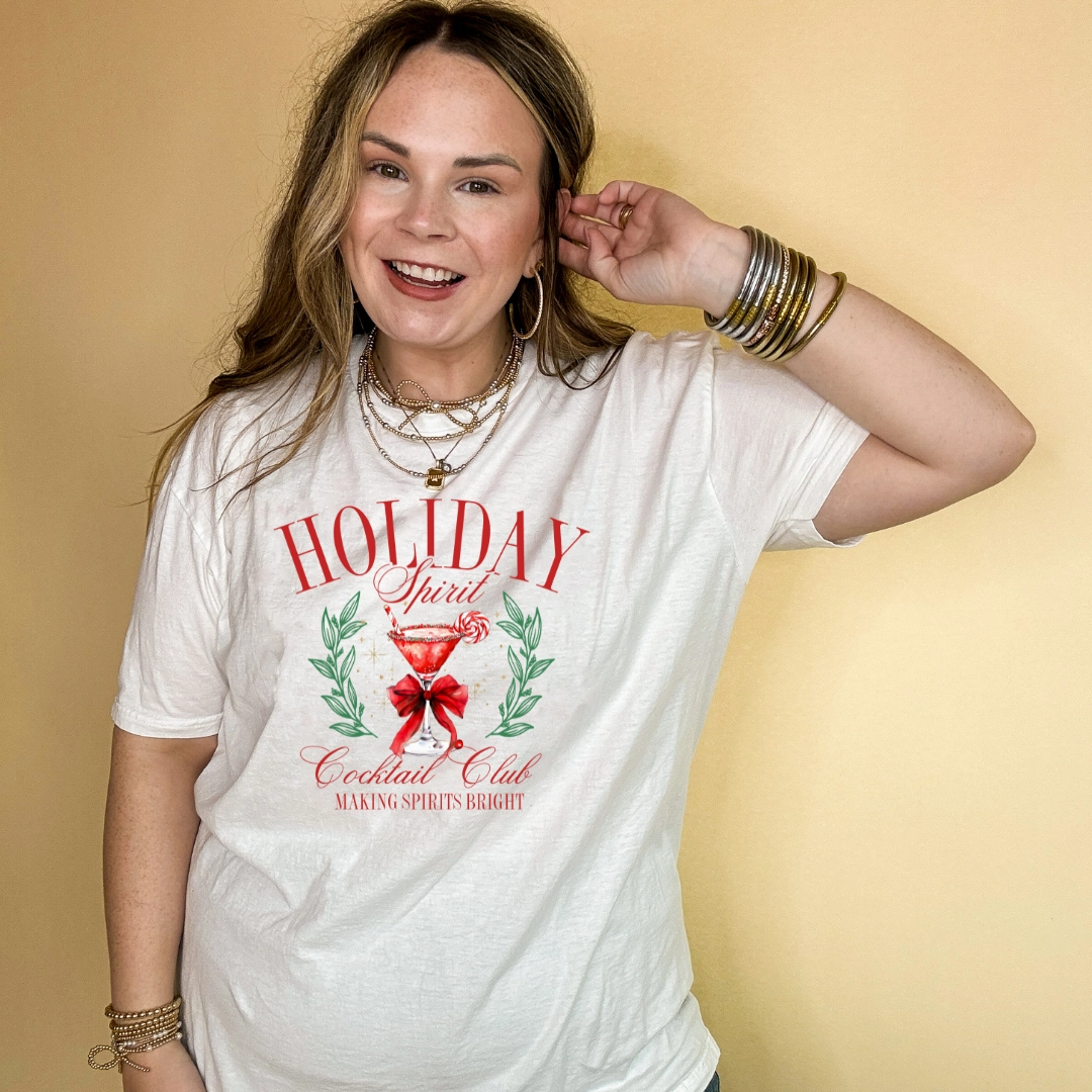 Heather Jersey Material Online Exclusive | Holiday Spirit Cocktail Club Peppermint Martini Graphic Tee in Multiple Color Options