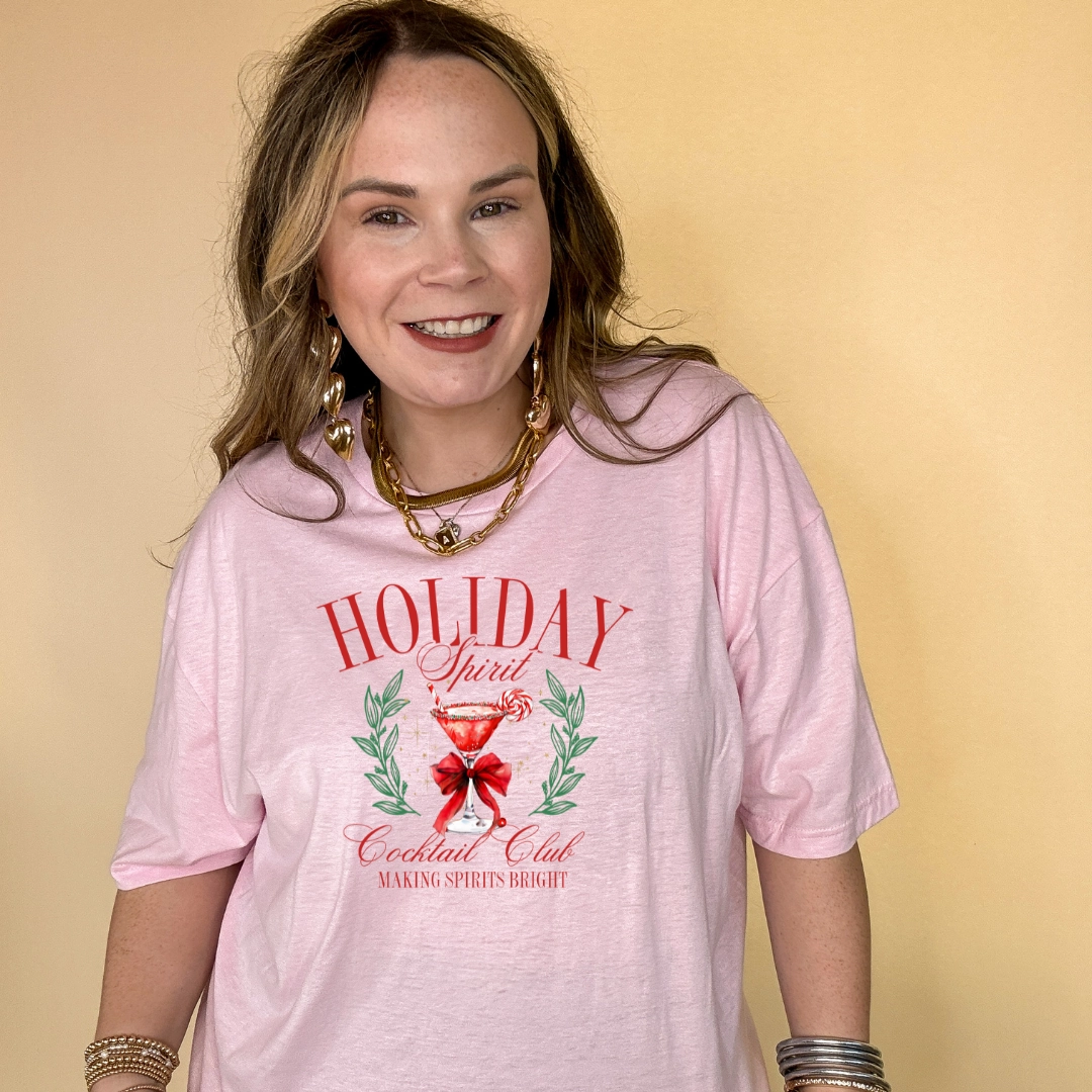 Chilly Comfort Wear Online Exclusive | Holiday Spirit Cocktail Club Peppermint Martini Graphic Tee in Multiple Color Options