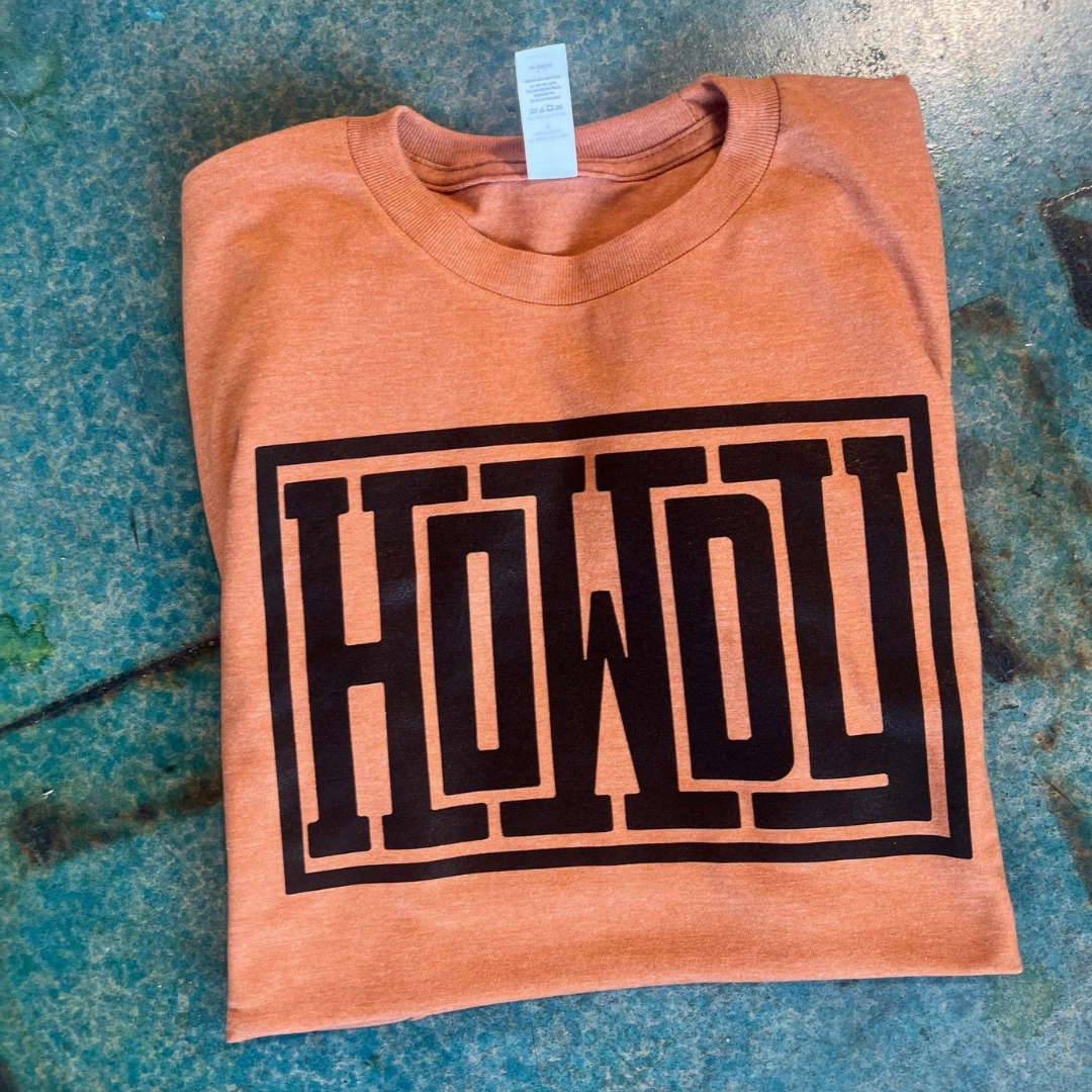 Online Exclusive | Howdy Printed Short Sleeve Graphic Tee in Harvest Heather Orange Chic Cut