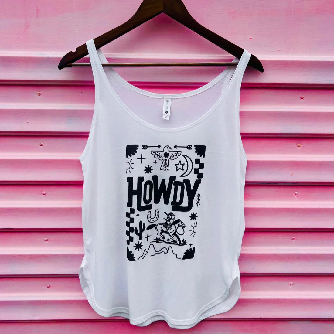 Online Exclusive | Howdy Retro Tank Top in White Modern Casual Easygoing Wear