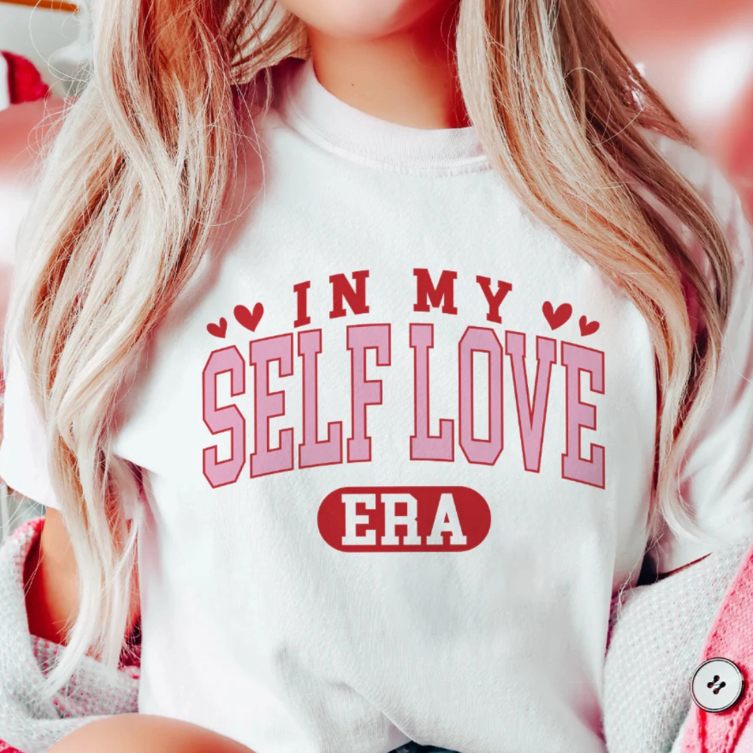 Online Exclusive | In My Self Love Era Graphic Tee in White Classic and Comfy Urban Smart