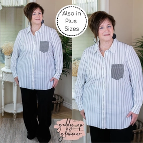 Online Exclusive | Lysse Mixed Stripe Schiffer Button Down Dress Shirt in Black & White Modular Layering System