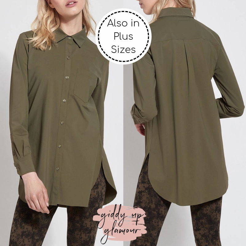 Rolled Hem Finish Online Exclusive | Lysse Schiffer Button Down Dress Shirt in Olive Green