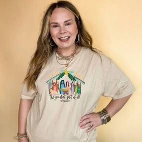 Online Exclusive | Matthew 1:21 Nativity Scene Graphic Tee in Multiple Color Options sequined details Comfy Top