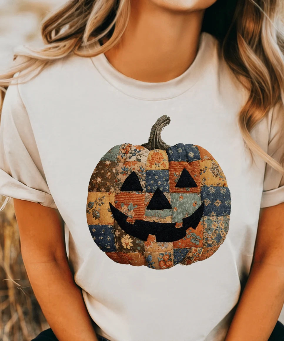 Online Exclusive | Patchwork Pumpkin Graphic on Tee & Sweatshirt Option Wedding