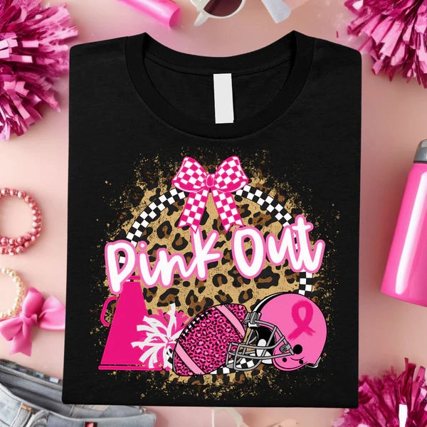 Online Exclusive | Pink Out Game Day Collage Graphic on Short Sleeve Tee in Black Soft Touch Fabric Active Lifestyle