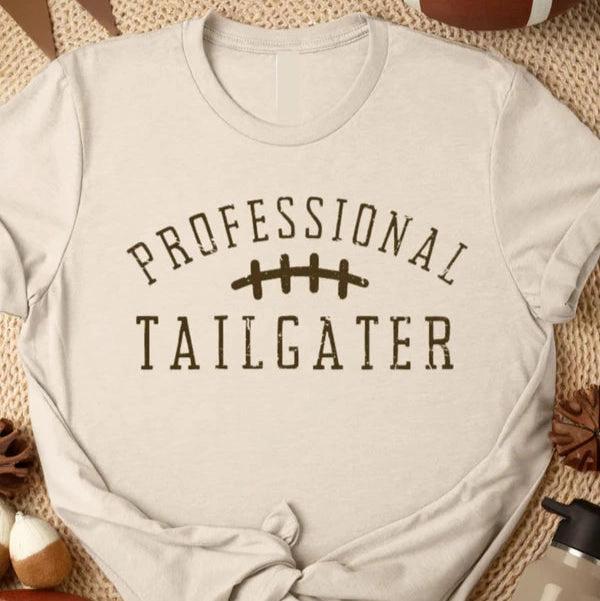 Online Exclusive | Professional Tailgater Graphic on Short Sleeve Tee in Sand Light Brown Soft and durable