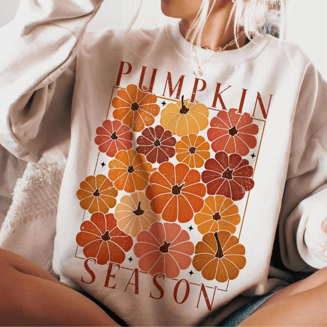 Cool and Chic Online Exclusive | Pumpkin Season Graphic Sweatshirt in Cream