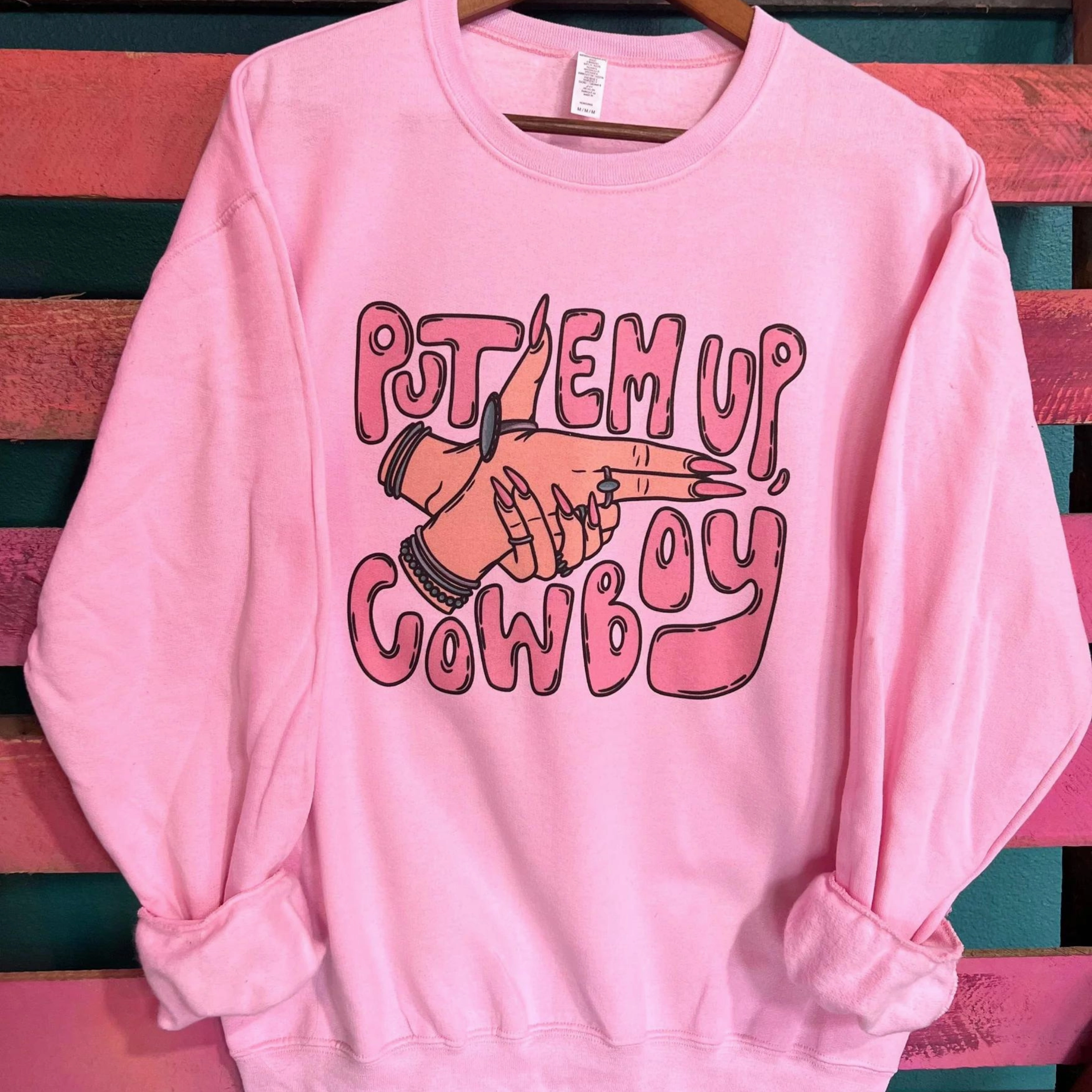 Moon Beam Love Glow Online Exclusive | Put Em Up Cowboy Graphic Sweatshirt in Pink