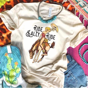 Online Exclusive | Ride Sally Ride Short Sleeve Graphic Tee in Cream FrictionResistant Active Apparel