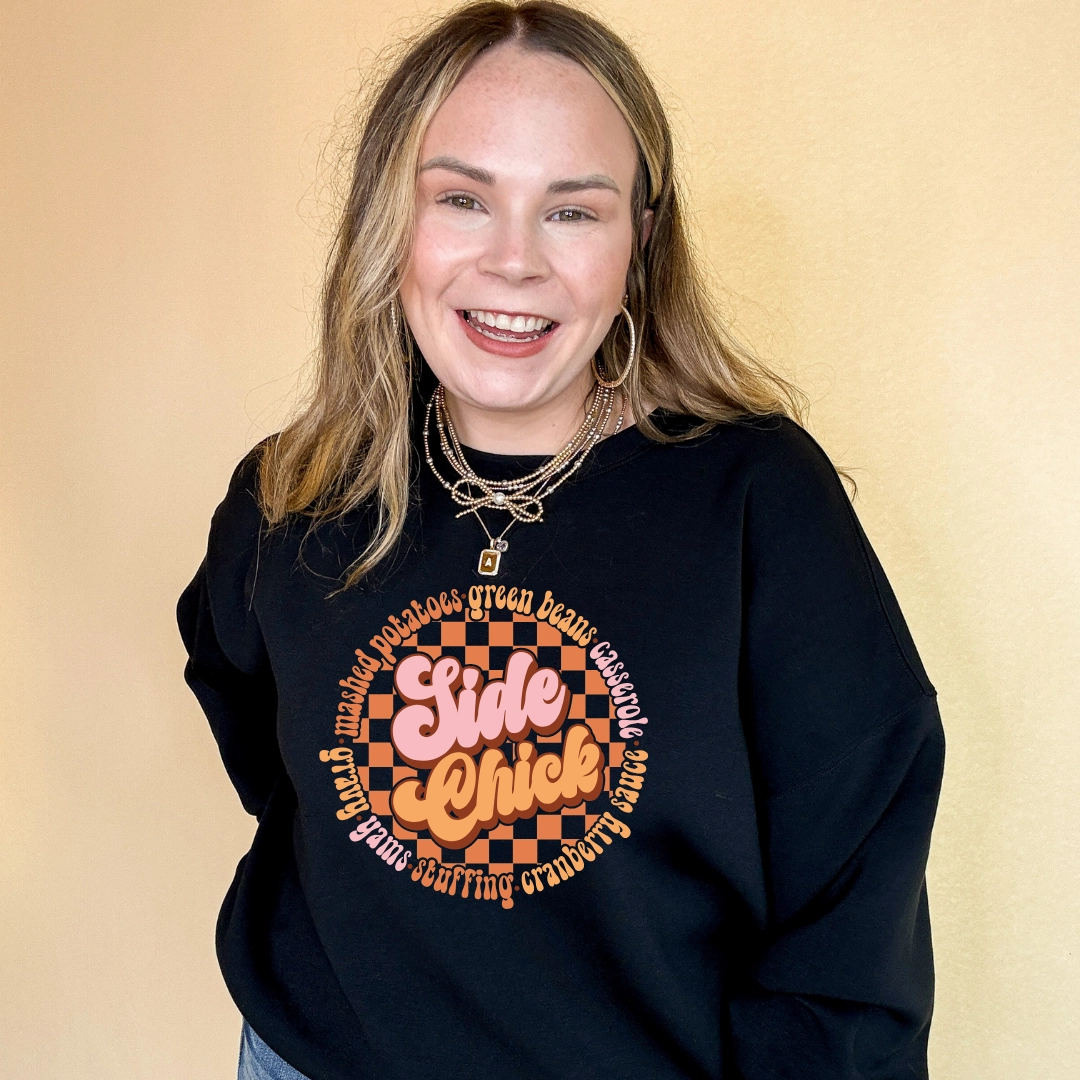 Online Exclusive | Side Chick Thanksgiving Foods Graphic Sweatshirt in Multiple Color Options Cozy Comfort Fit