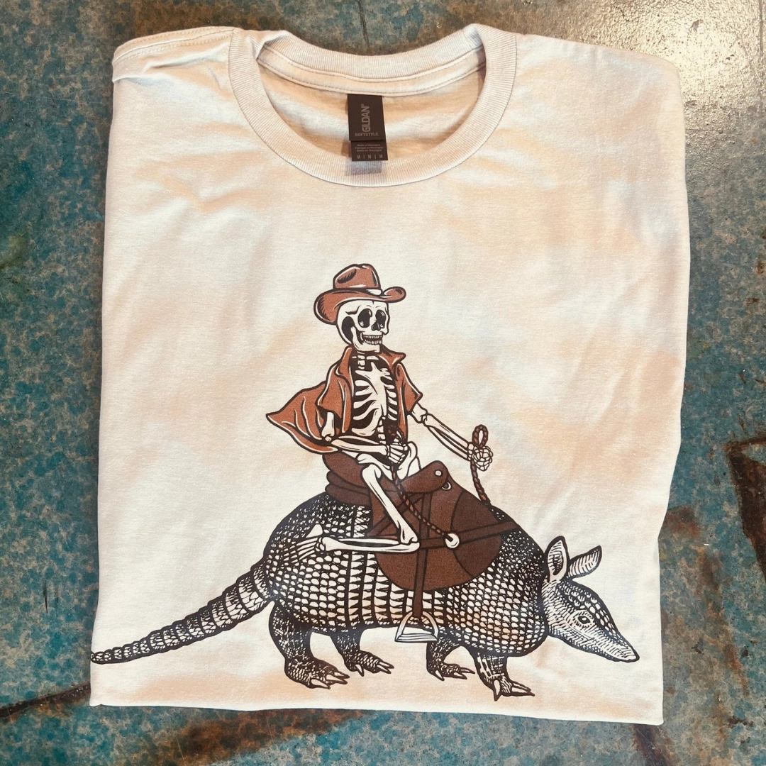 Anti Odor Treatment Online Exclusive | Skeleton on Armadillo Short Sleeve Graphic Tee in Cream