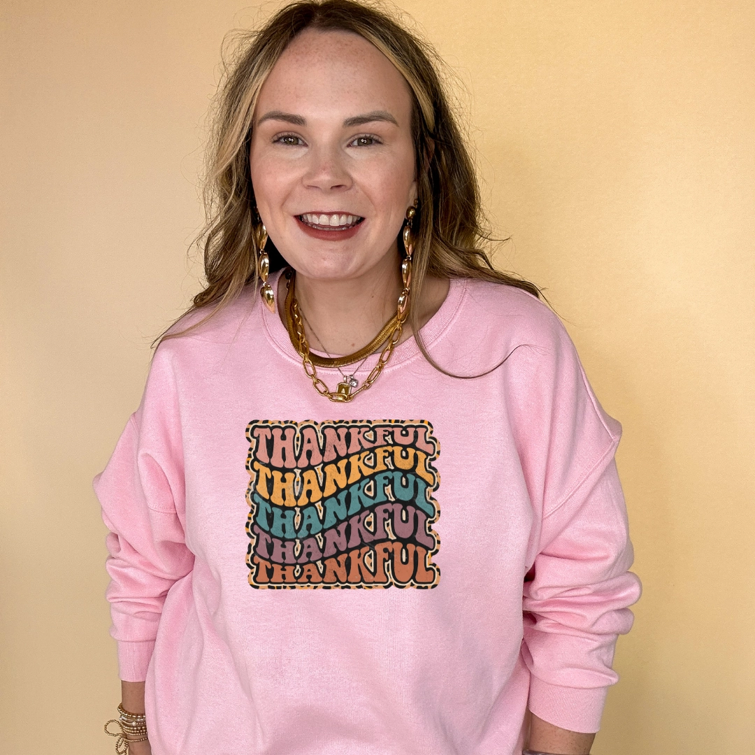 Vegan Casual and Soft Online Exclusive | Thankful Animal Print Graphic Sweatshirt in Multiple Color Options