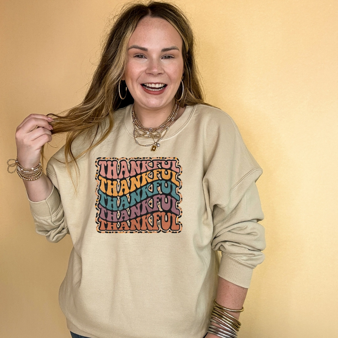 Layering Piece Cozy Comfort Look Online Exclusive | Thankful Animal Print Graphic Sweatshirt in Multiple Color Options