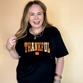 UPF Rated Fabric Online Exclusive | Thankful Fall Pumpkin Graphic Tee in Multiple Color Options