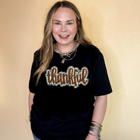 Online Exclusive | Thankful Plaid Patch Graphic Tee in Multiple Color Options Cycling endurance Versatile Trend