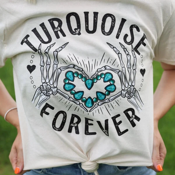 Online Exclusive | Turquoise Forever Graphic on Short Sleeve Tee in Natural Cream Smart Fit EthicalProduction
