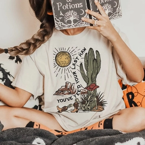 Evening Chic Repair Fit Online Exclusive | You've Yee'd Your Last Haw Short Sleeve Graphic Tee in Cream