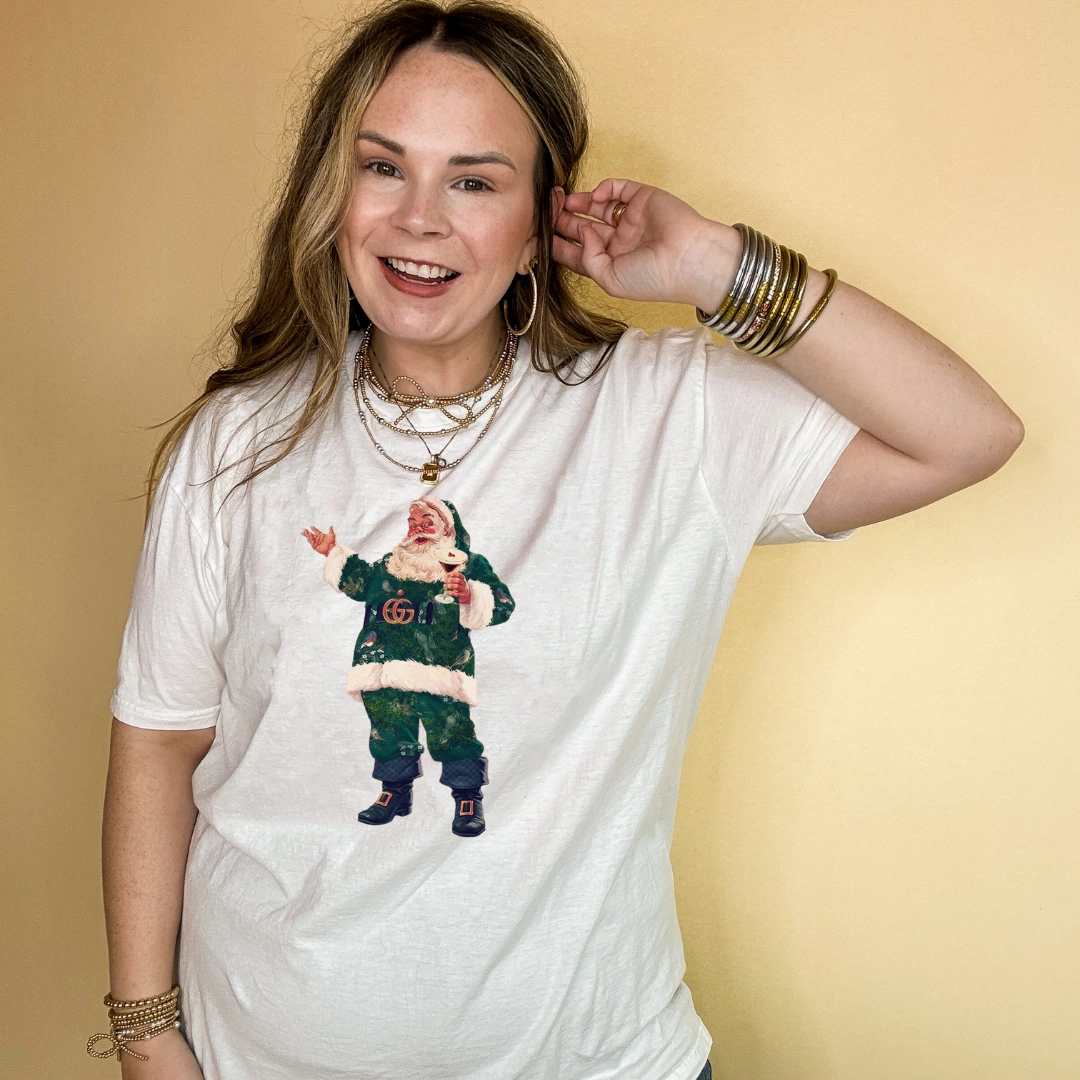 Cozy Wearable Online Exclusive | Designer Santa with Espresso martini Graphic Tee in Multiple Color Options