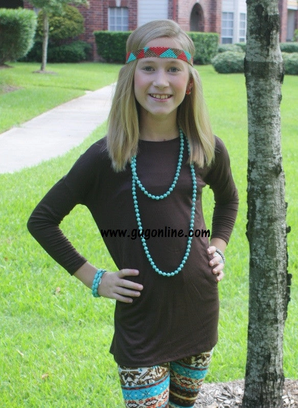 NonChafe Last Chance Size Large | Children's Long Sleeve Piko Top in Chocolate Brown | ONLY 1 LEFT!