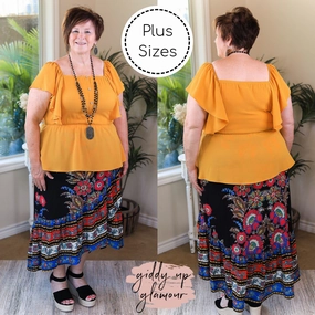 Plus Size | Flock To Paradise Floral Print Wrap Skirt in Black EcoFriendlyDyeProcess