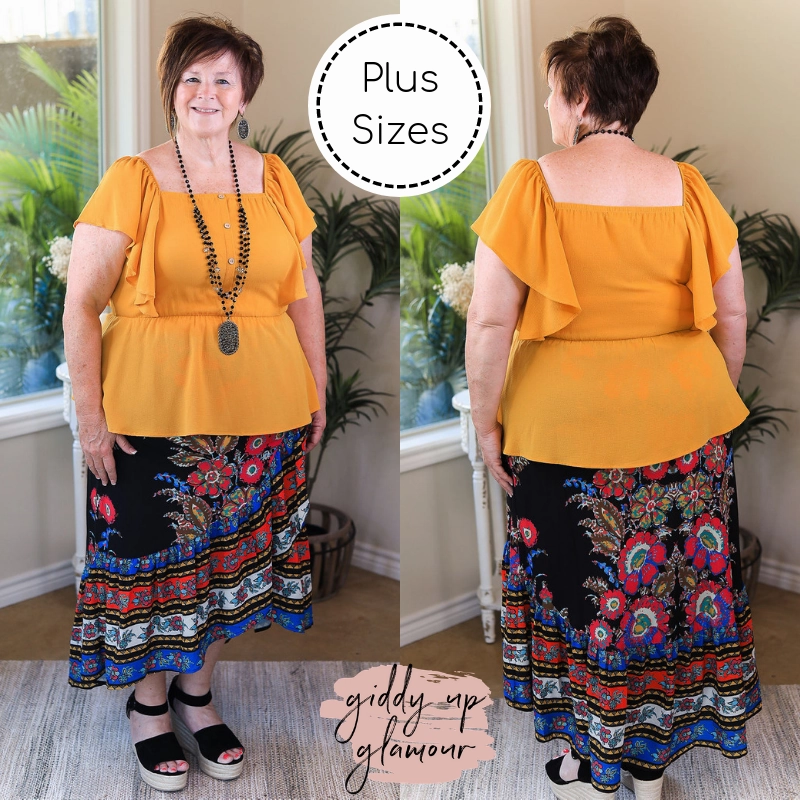 Summer Wear Plus Size | Flock To Paradise Floral Print Wrap Skirt in Black