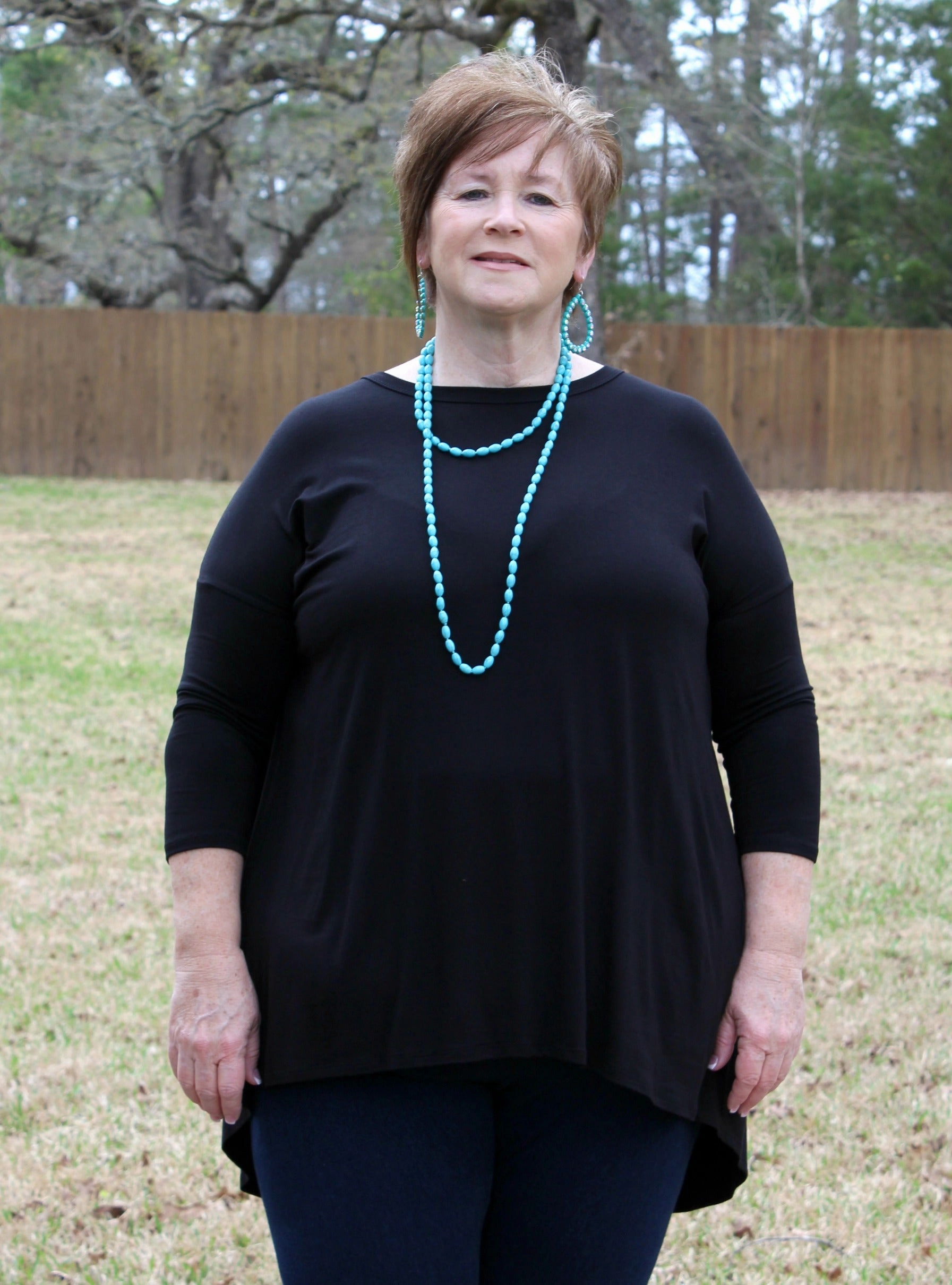 Last Chance Size Small | Casual Love Tunic Top with Criss Cross Back Detail in Black NoRubEdging Luxury Mood