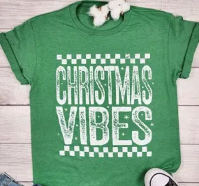 Pre-Order Christmas Vibes Short Sleeve Graphic Tee in Green Tailored Seams