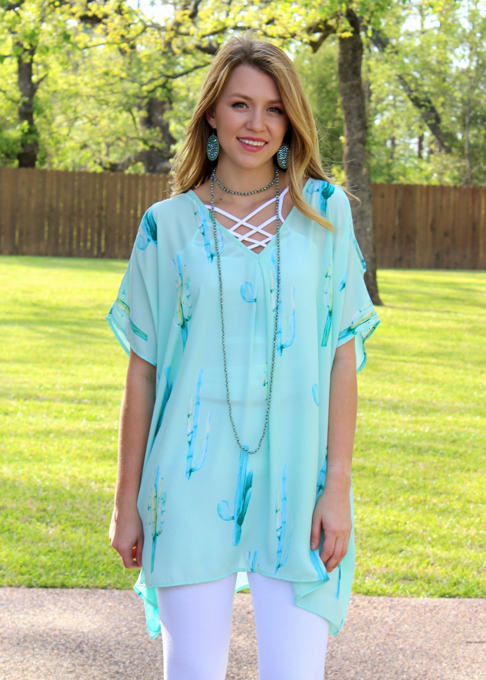 DoubleLayeredHem Photo Fit Pretty Little Thing Cactus Sheer Open Shoulder Tunic in Mint