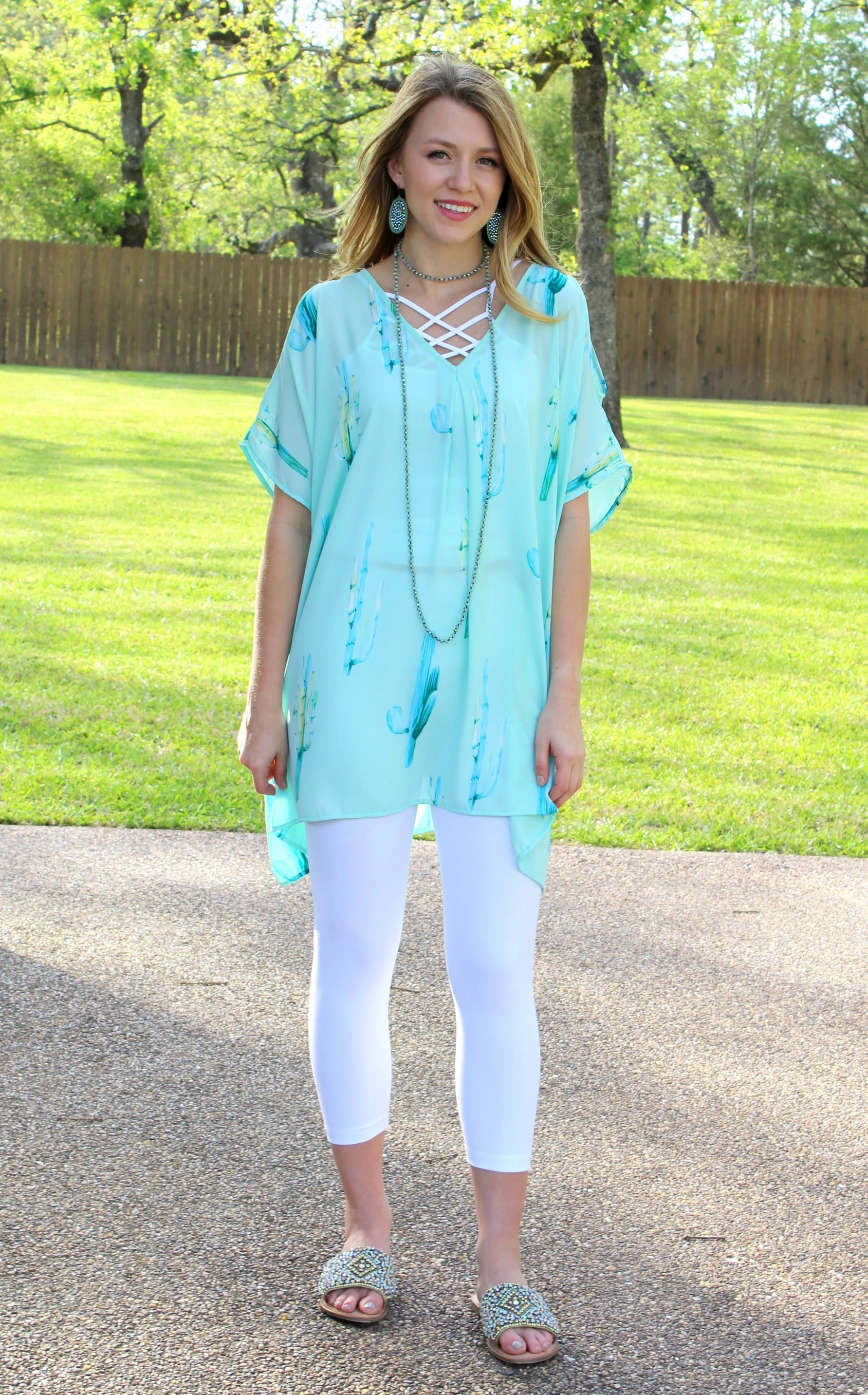 Comfortable Layer Soft Inner Lining Pretty Little Thing Cactus Sheer Open Shoulder Tunic in Mint