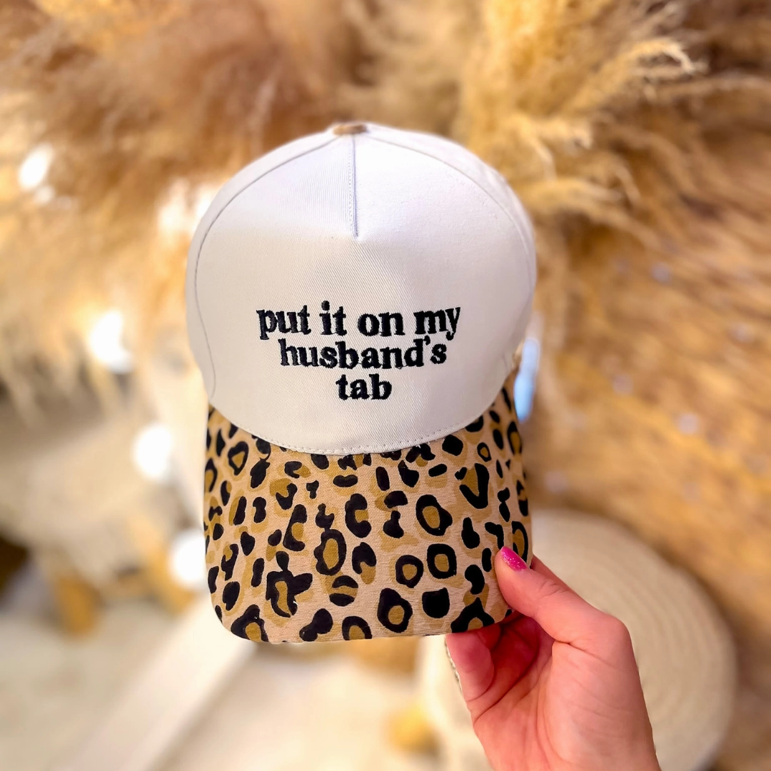 Put It On My Husband's Tab Two Tone Canvas Trucker Cap in Multiple Color Options Unisex Core