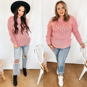 Puff of Magic High Neck Sweater with Pom-Pom Upper in Pink Classic Jeans Fairy Mood