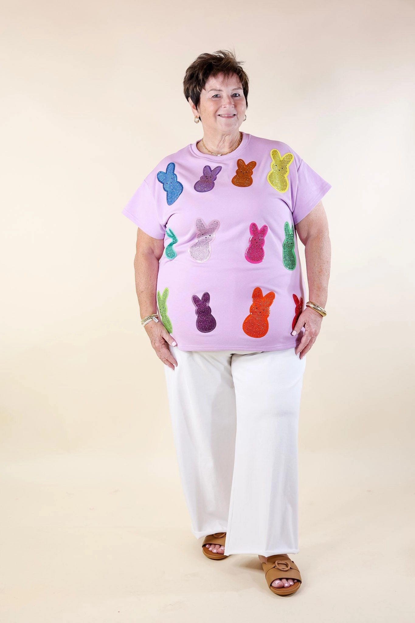 Queen Of Sparkles | Bunny Bliss Sequin Top in Purple RollUp Sleeves