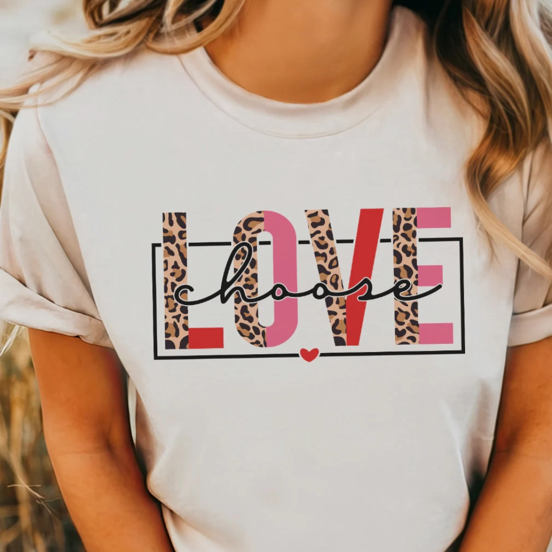 Online Exclusive | Choose Love Cheetah and Color Block Graphic Tee in Cream Cozy Waistband Trendy Vibes