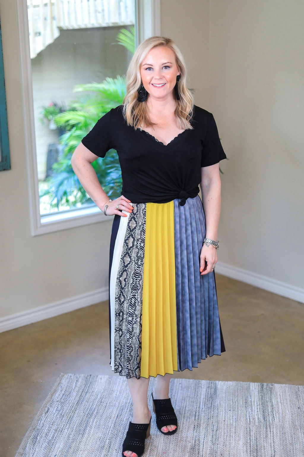 Last Chance Size Small | Sugar and Spice Deep V-Neck Short Sleeve Tee in Black AntiOdor Fabric Country Core